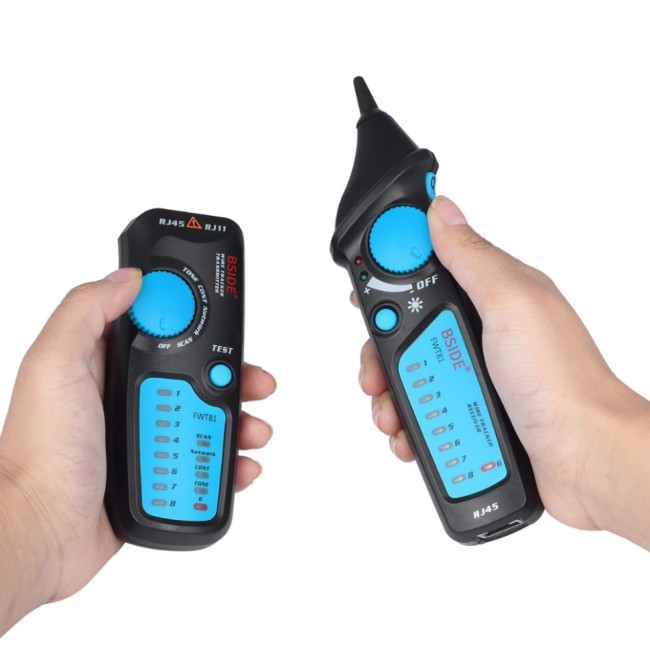 Трассоискатель кабельный BSIDE FWT81, искатель проводки, телефонных и компьютерных кабелей, с разъемами RJ11 и RJ45 Трассоискатель кабельный BSIDE FWT81, искатель проводки, телефонных и компьютерных кабелей, с разъемами RJ11 и RJ45