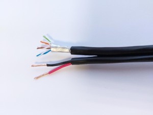 Кабель комбинированный FTP (экранированный), cat.5e, 4 пары медь + питание 2x0.75 медь, уличный, 100 метров