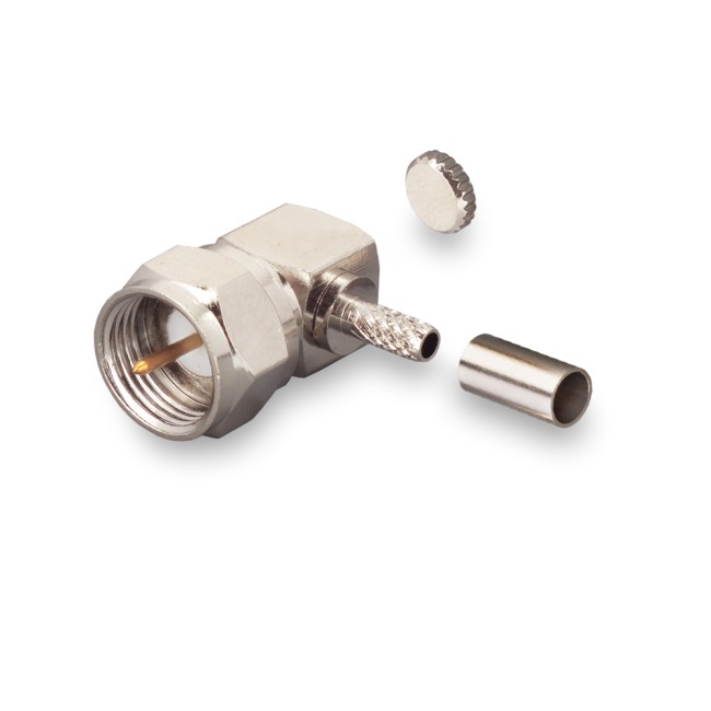 Угловой разъем F-male под кабель RG174, RG178, RG316, 50 Ом, обжимной под пайку, 10 шт.